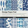 Design Papierblok - Blauw - 15,2x15,2 cm - 120 grams - 50 Vellen - Scrapbooking, Knutselen, DIY & Kaarten Maken