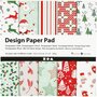 Design Papierblok - Groen - Rood - Wit - 15,2x15,2 cm - 120 grams - Creotime - 50 vellen