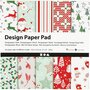 Papierblok Designpapier - Groen, Rood & Wit - Scrapbooking Papier - Creatief Knutselpapier - DIY Collage & Decoupage - Enkelzijdig Gedrukt - 120 grams - 15,2x15,2 cm - 50 Vellen