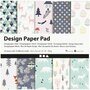 Design Papierblok - Lichtgroen - Roze - Wit - 15,2x15,2 cm - 120 grams - Creotime - 50 vellen