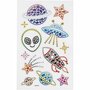 Diamond Stickers - Ruimte Thema - Zelfklevende Glitter Stickers - Strass Knutselstickers - Luxe Decoratie Stickers - Feestelijke Plakdiamant Stickers - 10x16 cm - 1 Vel