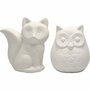 Dierenspaarpot, wit, uil en vos, H: 9 cm, 2 stuk/ 1 karton