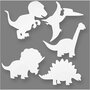 Dinosaurussen, wit, H: 15-22 cm, B: 24-25 cm, 230 gr, 16 stuk/ 1 doos