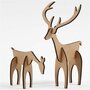 Edelhert en Hinde - Herten - Kerst - Home decoratie DIY - MDF - Bruin - 6,5x5cm +8x12,5cm - Creotime - 2 Stuks