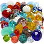 Facet glaskralen mix , diverse kleuren, afm 3-15 mm, gatgrootte 0,5-1,5 mm, 400 gr/ 1 doos
