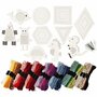 Figuren met Borduurgaren - DIY Knutselset - Kartonnen Vormen met Gaten - Borduurgaren & Naalden - Perfect voor Educatief Handwerk - 8-17 cm, 1 Set met 114 Stuks