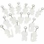 Figuren van textiel met sleutelhanger, wit, afm 6-10 cm, 15 stuk/ 1 doos