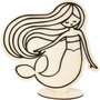 Houten Figuur Zeemeermin - DIY Decoratie - Geschikt voor Verf, Foam Clay, Silk Clay & Creatieve Hobby’s - Inclusief Houten Voet - 18 cm Hoog, 1 Stuk