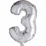 Folieballon , zilver, 3, H: 41 cm, 1 stuk