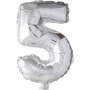 Folieballon , zilver, 5, H: 41 cm, 1 stuk