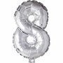 Folieballon , zilver, 8, H: 41 cm, 1 stuk
