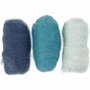 Gekaarde Wol - Blauw Harmonie - 100% Natuurlijke Schapenwol - Perfect Voor Vilten, Haken, Spinnen & Breien - Superzachte Textuur - Hobby & Ambacht - 3x10g