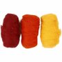 Gekaarde Wol - Geel & Terracotta Harmonie - Biologisch Geproduceerde Wolvezels - Duurzaam & Veelzijdig - DIY Handwerk, Breien, Viltwerk, Haken - 10g - 3 Bollen
