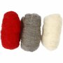 Gekaarde Wol - Rood/Wit Harmonie - Premium Wolvezels - Perfect voor Naaldvilten, Vilten Poppen & Textielkunst - Zachte Structuur & Natuurlijke Verwerking - DIY Hobby & Creatieve Projecten - 3x10 gram