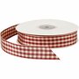 Geruit Lint - Antiek Rood/Wit Lint - Decoratief Lint - DIY Cadeaulint - Hobby Cadeaulint - Geruite Decoratielint - Lint Voor Knutselen - Breedte 20mm - 25m / 1 Rol