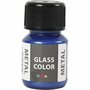 Glasverf - Porseleinverf - Metallic Blauw - Creotime - 30ml - Voor Glas en Porselein - Waterbasis - Eenvoudig Afbakken op 160°C - Glanzend Effect