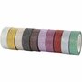 Glitter Tape - Zelfklevende Decoratietape - Assortiment van 10 Kleuren - Ideaal voor Scrapbooking, Cadeauverpakking, DIY Knutselen & Creatieve Projecten - 15 mm Breed - Set van 10 Rollen (6 Meter per
