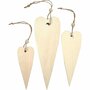 Houten Harten - DIY Houten Langwerpige Harten - Creatieve Houten Harten Set - Bruine Houten Hartjes voor Decoratie - 12+16+20 cm - 3 Stuks