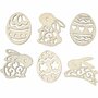 Houten Paasfiguren - DIY Houten Decoratie - 40 mm Hoog - 3 mm Dikte - 24 Stuks - Set met 6 Designs