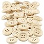 Houten Knopen - Natuurlijke Knutselknopen - Hout Knopen Met 4 Gaten - Diameter 18mm - Set van 40 Stuks