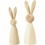 Houten konijnen, H: 12+14 cm, D: 3,5+4 cm, 2 stuk/ 1 doos