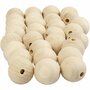 Houten Kraal - Kralen van Hout - Sieraden Kralen - DIY Houten Kralen - Blanco Kralen - Grote Kralen - Diameter 25mm - Gatgrootte 4,5mm - 100 Stuks