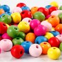 Houten kralen mix, diverse kleuren, d 8 mm, gatgrootte 1,5-2 mm, 16 gr/ 1 doos