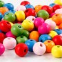 Houten kralen mix, diverse kleuren, d 8 mm, gatgrootte 1,5-2 mm, 500 gr/ 1 zak