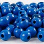 Houten kralen, blauw, d 10 mm, gatgrootte 3 mm, 20 gr/ 1 doos