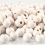Houten kralen, wit, 80 stuk, d 8 mm, gatgrootte 2 mm, 15 gr