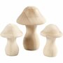Houten Paddenstoelen - Decoratieve Paddenstoelen - DIY Houten Paddenstoelen Set - 1 Grote (4,5+6,5cm) + 2 Kleine (3,3+4,5cm) - 3 Stuks