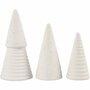 Terracotta Kegels - Kegelvormig Figuur - Aardewerk Kegels - Kegelvorm Terracotta - Puntvorm Voor Decoratie, Knutselen En Versieren - Kerstboom Vorm - Wit - H: 10+12+15 cm - D: 5+6+7 cm - Set van 3 Stu