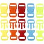 Klik sluiting, diverse kleuren, L: 29 mm, B: 15 mm, gatgrootte 3x11 mm, 100 stuk