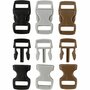 Klik sluiting, zwart, bruin, grijs, L: 29 mm, B: 15 mm, gatgrootte 3x11 mm, 100 stuk