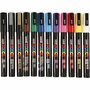 Krijtstift - Chalkmarker - Universele Marker - Uni Posca Marker - Standaard Kleuren - PC-3M - 0,9mm - 1,3mm - 12 stuks