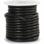 Leerkoord - Zwart Leren Koord - Hobbykoord Van Leer - Leather Cord - Draad Voor Sieraden Maken - Macramé Koord - Zwart - Dikte 3mm - Lengte 5m - 1 Rol