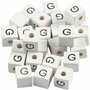 Letterkralen, wit, G, afm 8x8 mm, gatgrootte 3 mm, 25 stuk/ 1 doos