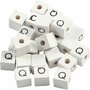 Letterkralen, wit, Q, afm 8x8 mm, gatgrootte 3 mm, 25 stuk