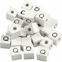 Letterkralen, wit, Q, afm 8x8 mm, gatgrootte 3 mm, 25 stuk/ 1 doos