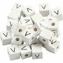 Letterkralen - DIY Sieraden - Houten Kralen - Sieraden Maken - Creatieve Kralen - Houten Accessoires - Grasboom - Wit - 8x8 mm - Gatgrootte 3 mm - 25 Stuks