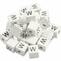 Letterkralen, wit, W, afm 8x8 mm, gatgrootte 3 mm, 25 stuk