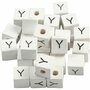Letterkralen, wit, Y, afm 8x8 mm, gatgrootte 3 mm, 25 stuk