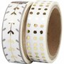 Masking Tape, goud, wit, harten en stippen - folie, B: 15 mm, 2x4 m/ 1 doos