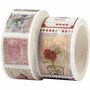 Washi Tape Set - DIY Scrapbook Tape - Bloemen- & Stempelmotieven - Creatieve Decoratieve Maskingtape Voor Kaarten & Notitieboeken - Hoogwaardige Kwaliteit - 20+25 mm x 3+5 m - Set van 2 Rollen