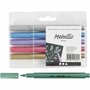 Metallic Marker Set - Creatieve Kleurstiften - Ideaal voor Handlettering, Kaarten, Tekeningen & Hobbyprojecten - Waterbasis, Sneldrogend - 2-4 mm - 6 Stuks