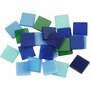 Mini mozaiek, blauw/groen harmonie, afm 10x10 mm, dikte 2 mm, 25 gr/ 1 doos
