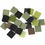 Mini mozaiek, groen glitter, afm 10x10 mm, dikte 2 mm, 25 gr