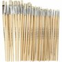 Nature Line Kwasten - 6 Luxe Varkensharen Kwasten - Extra Lange Houten Steel - Geschikt voor Acryl- & Olieverf - 27,5 - 33 cm - 5-19 mm Breed