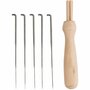 Viltnaald Houder - 1 Naalds - Hout - Inclusief 5 Medium Naalden - Lengte 9cm - Perfect voor Vilten, DIY Wolbewerking en Creatieve Textielprojecten