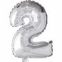 Folieballon , zilver, 2, H: 41 cm, 1 stuk